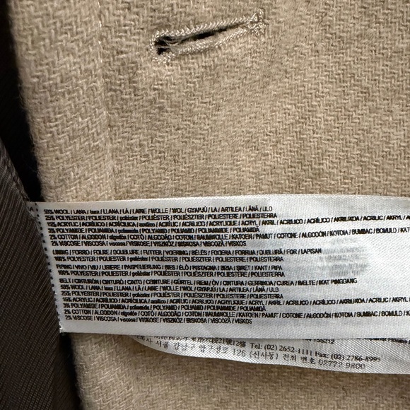 Mango Menteco Wool Blend Double Breasted Tailored Classic Tan Belted Coat - Picture 10 of 11